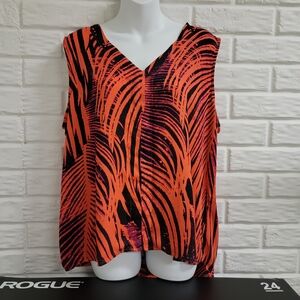 a.n.a Orange, Purple, & Black Palm Patterned Tank